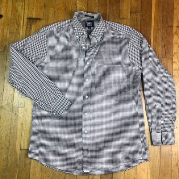 Burberry Other - Burberrys Vintage Button Down Shirt Burgandy Green